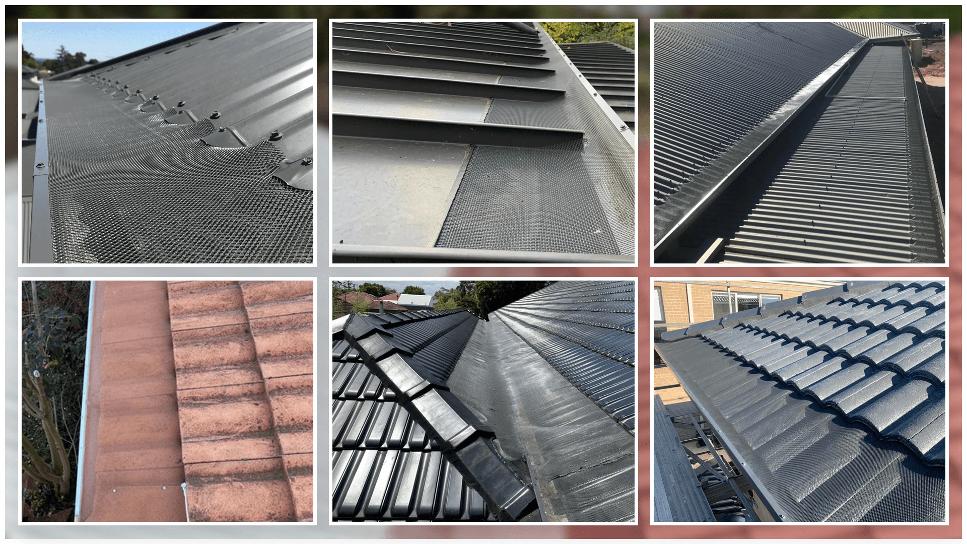 Leaf guard on tiled roof gutter