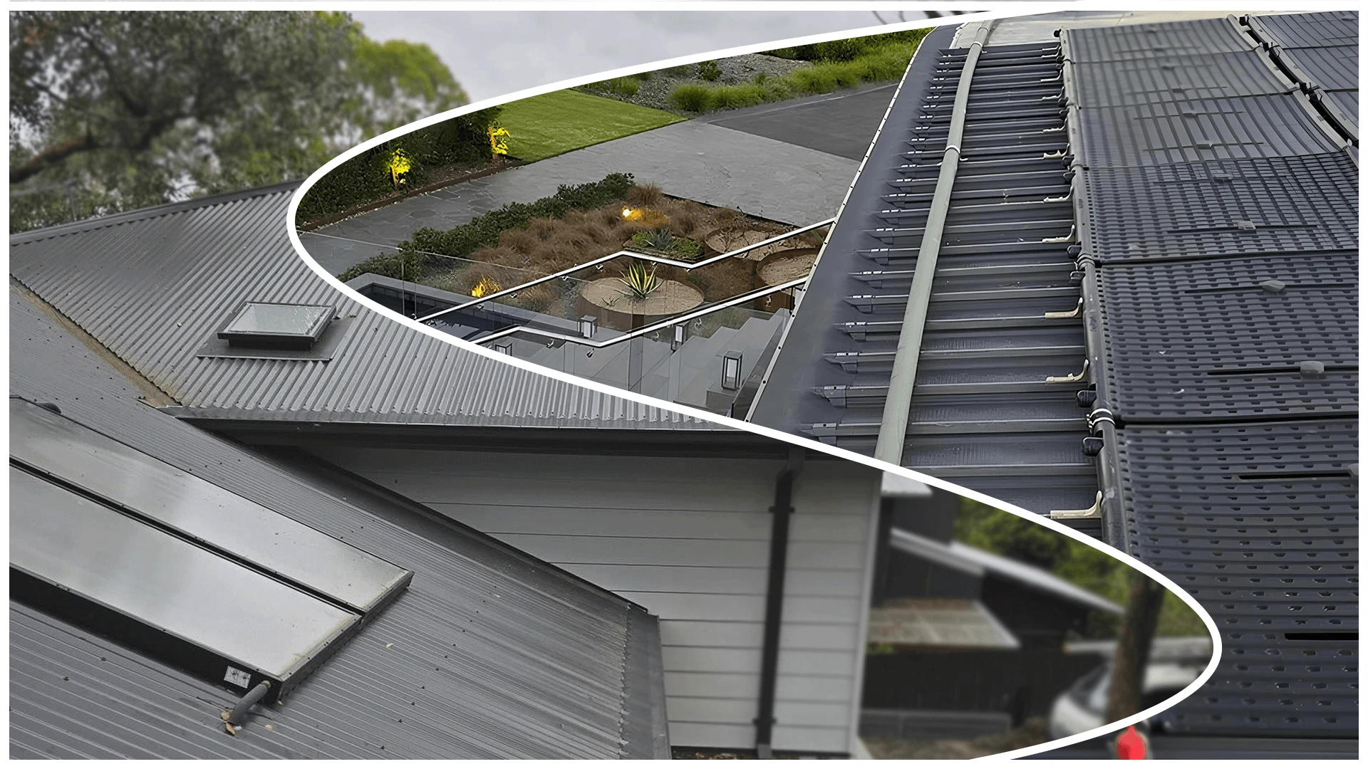 Signs of gutter cover failure showing clogged